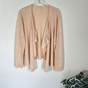 Eileen Fisher Light Peach Open-Front Linen Cardigan